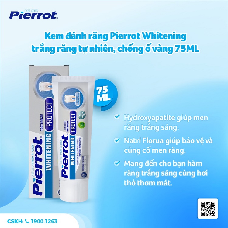 Chăm sóc răng trắng sáng với kem đánh răng Pierrot Whitening